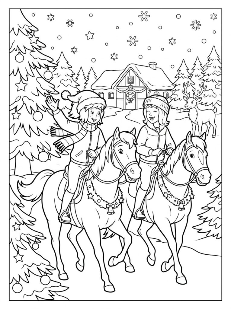 Bibi en Tina kerst Kleurplaten (Gratis PDF Printables) 15 - gratis kleurplaat om te printen