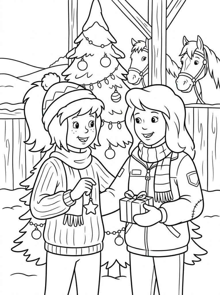 Bibi en Tina kerst Kleurplaten (Gratis PDF Printables) 16 - gratis kleurplaat om te printen