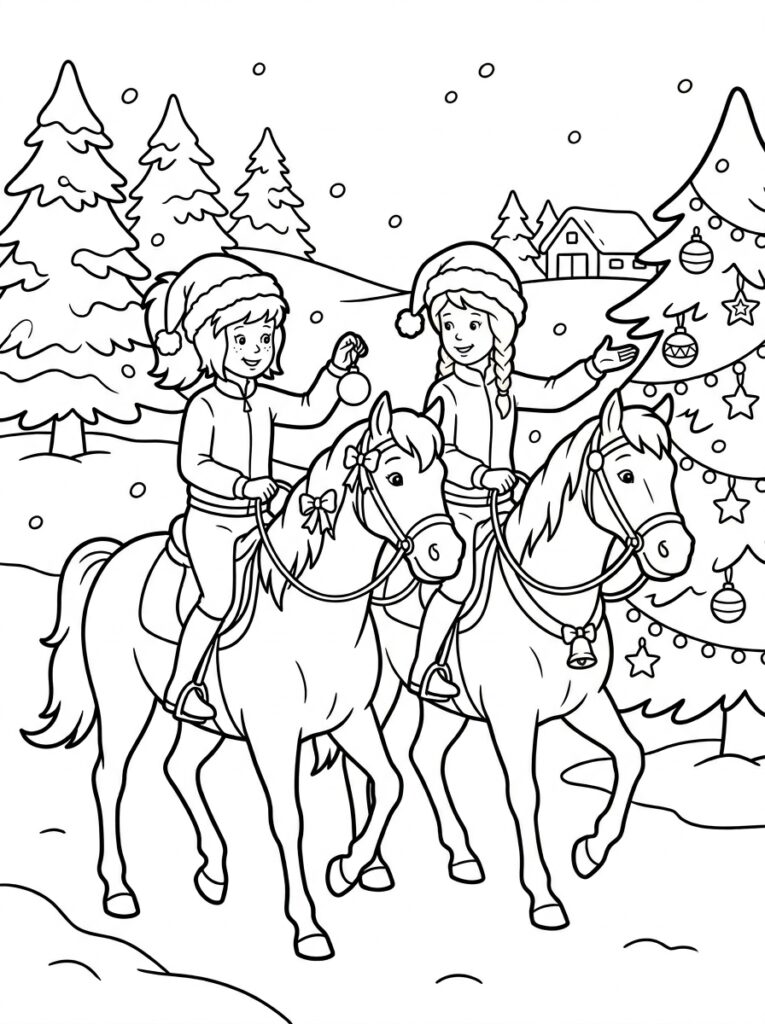 Bibi en Tina kerst Kleurplaten (Gratis PDF Printables) 17 - gratis kleurplaat om te printen