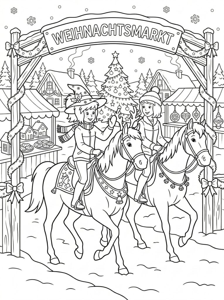 Bibi en Tina kerst Kleurplaten (Gratis PDF Printables) 18 - gratis kleurplaat om te printen