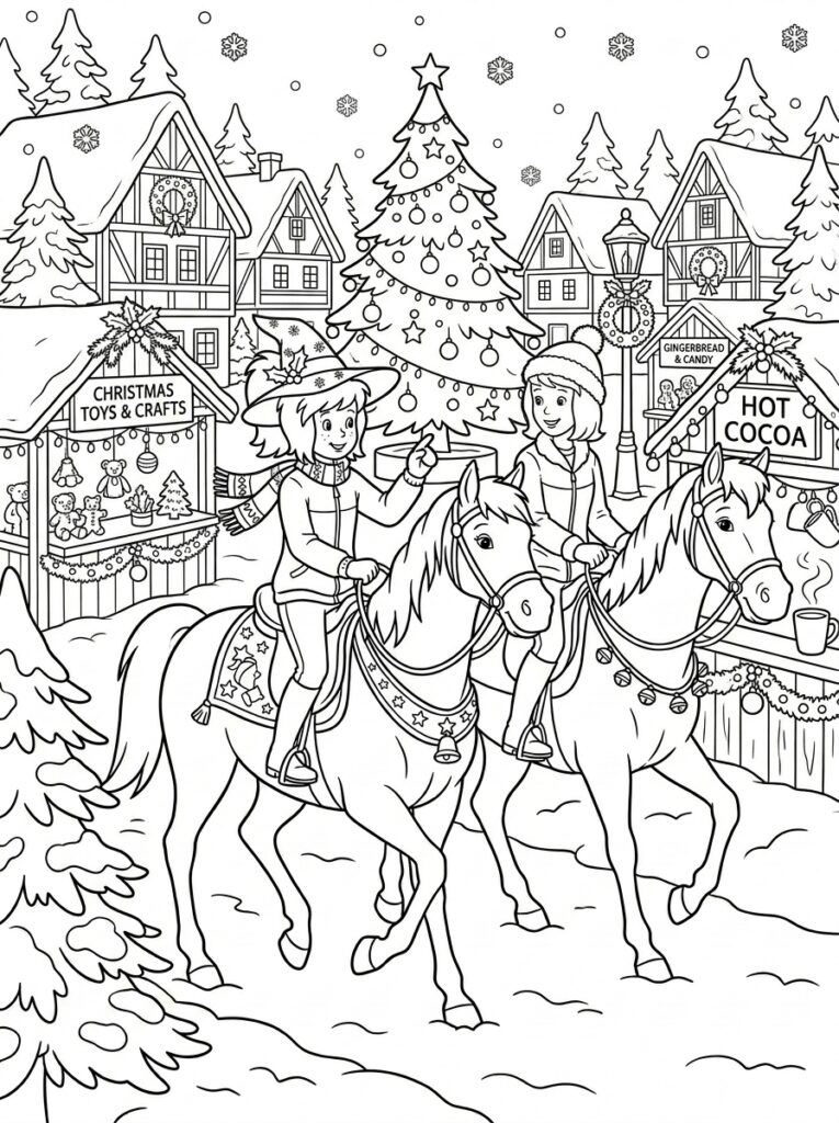 Bibi en Tina kerst Kleurplaten (Gratis PDF Printables) 19 - gratis kleurplaat om te printen