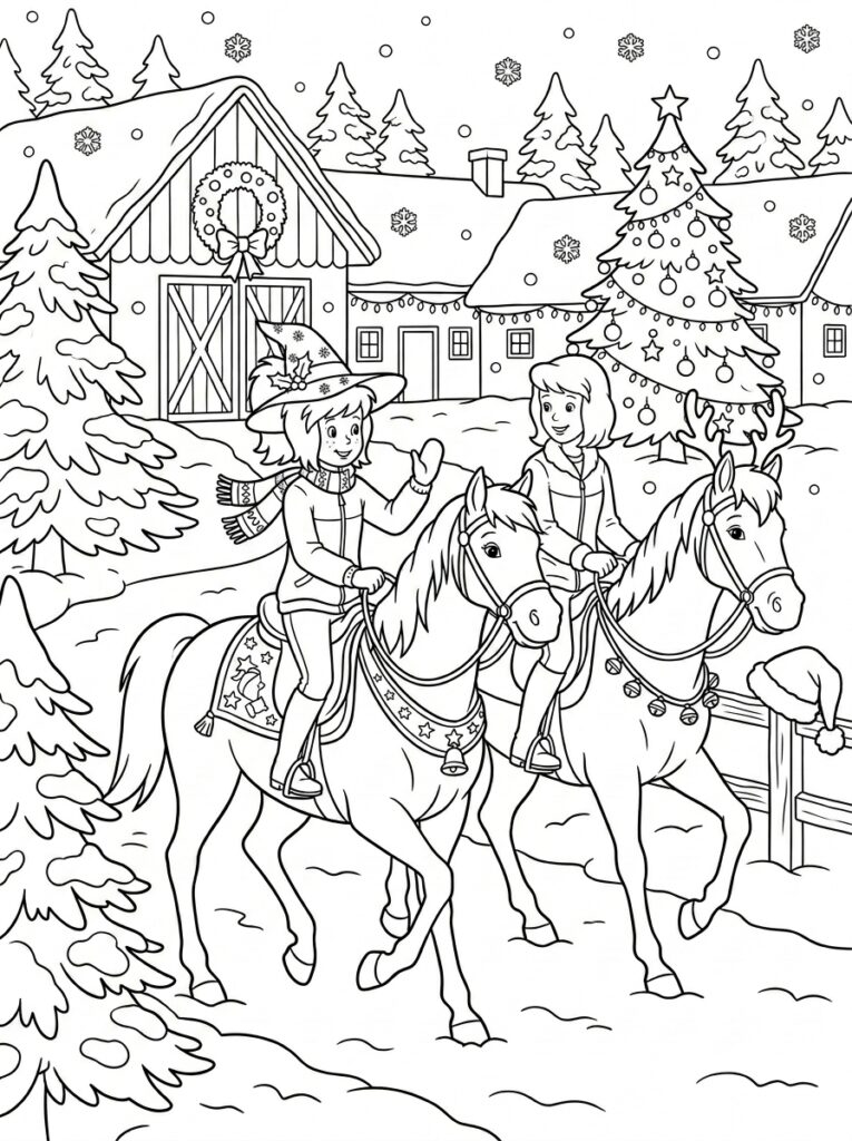 Bibi en Tina kerst Kleurplaten (Gratis PDF Printables) 20 - gratis kleurplaat om te printen