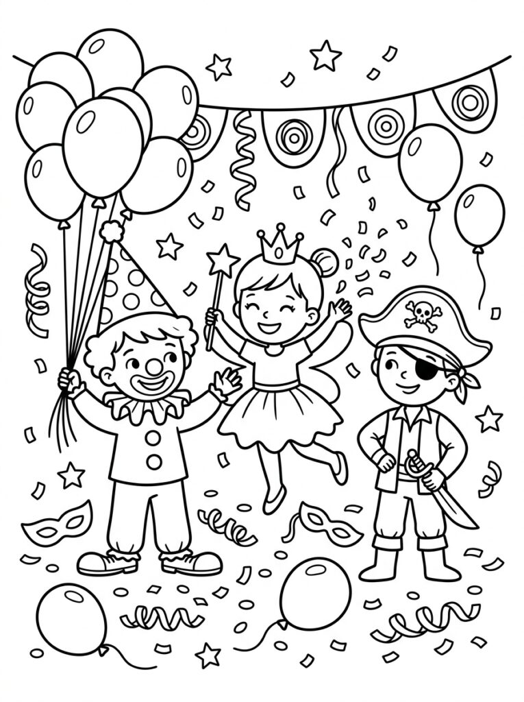 Carnaval Kleurplaten (Gratis PDF Printables) 02 - gratis kleurplaat om te printen