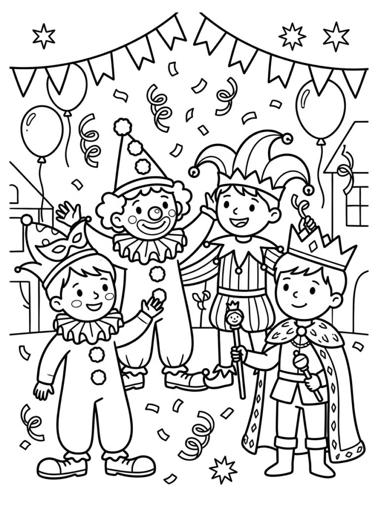 Carnaval Kleurplaten (Gratis PDF Printables) 03 - gratis kleurplaat om te printen