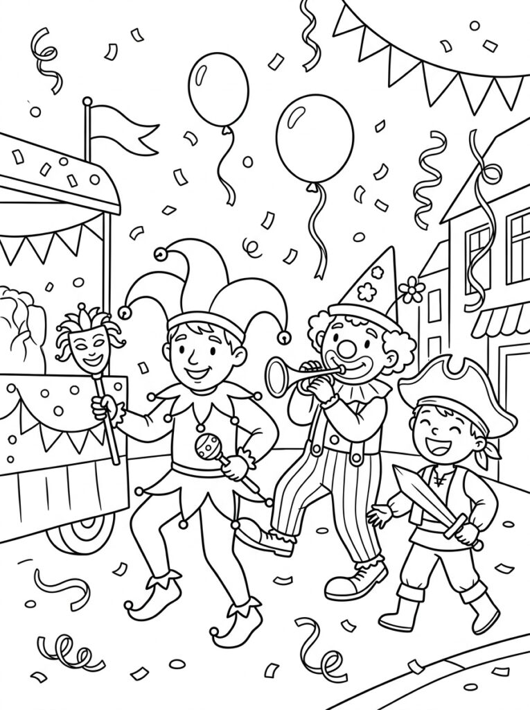 Carnaval Kleurplaten (Gratis PDF Printables) 07 - gratis kleurplaat om te printen