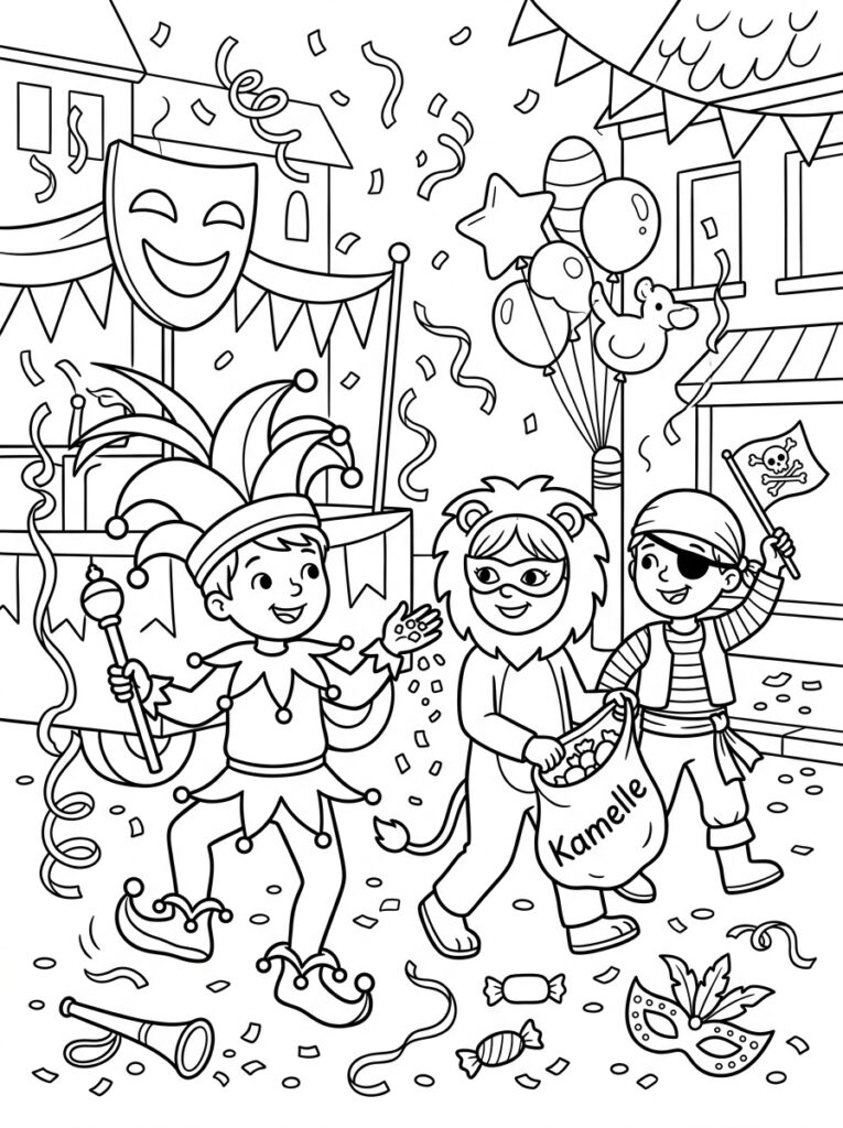 Carnaval Kleurplaten (Gratis PDF Printables) 08 - gratis kleurplaat om te printen