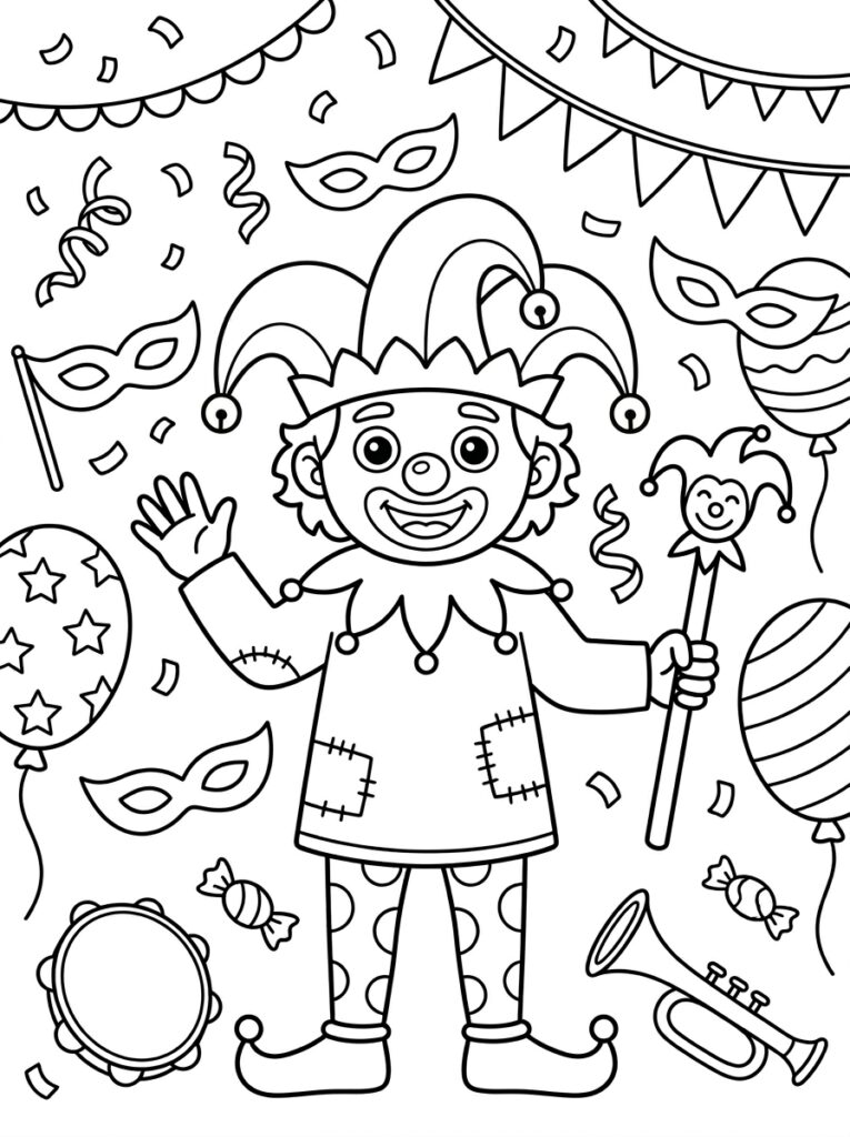Carnaval Kleurplaten (Gratis PDF Printables) 10 - gratis kleurplaat om te printen