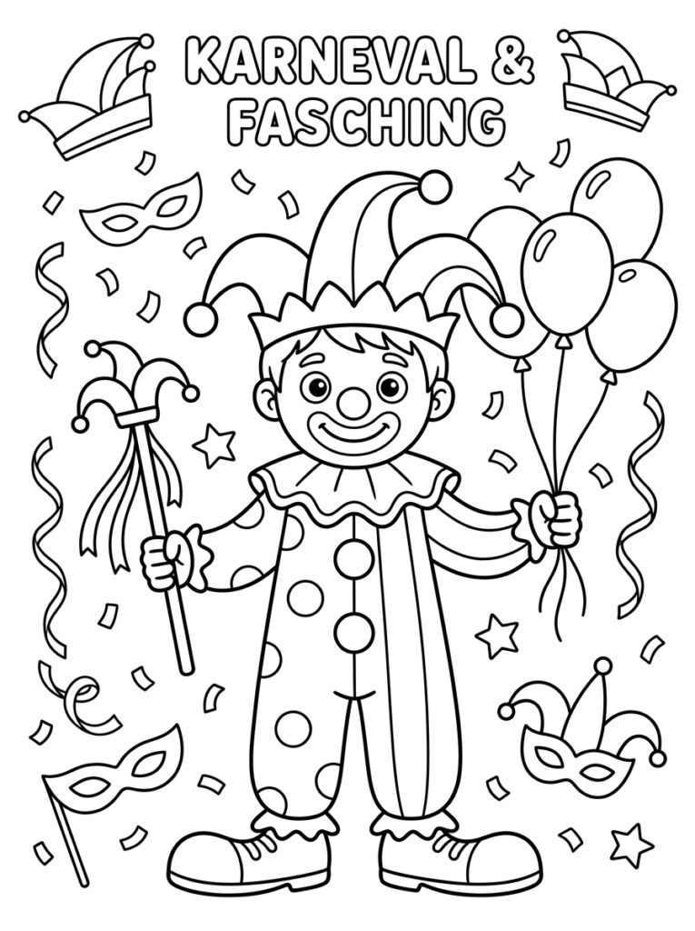 Carnaval Kleurplaten (Gratis PDF Printables) 11 - gratis kleurplaat om te printen