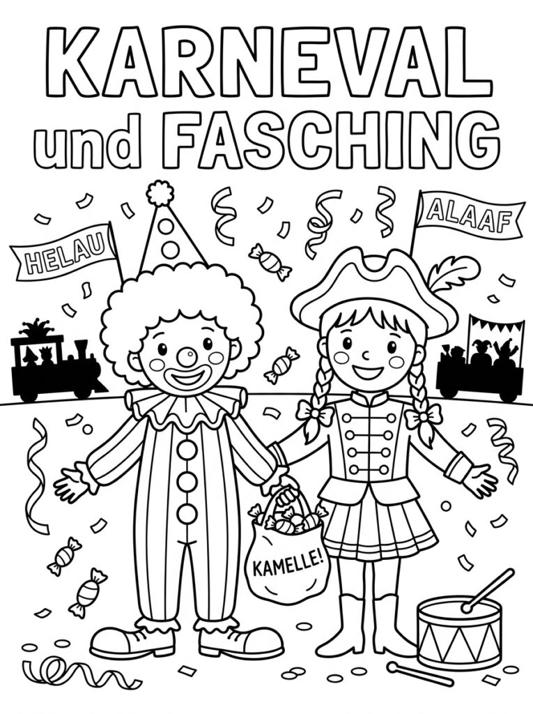 Carnaval Kleurplaten (Gratis PDF Printables) 12 - gratis kleurplaat om te printen