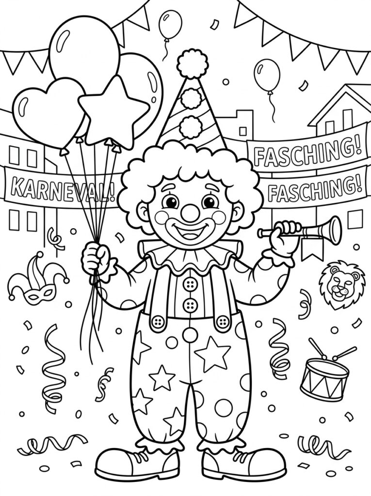 Carnaval Kleurplaten (Gratis PDF Printables) 13 - gratis kleurplaat om te printen