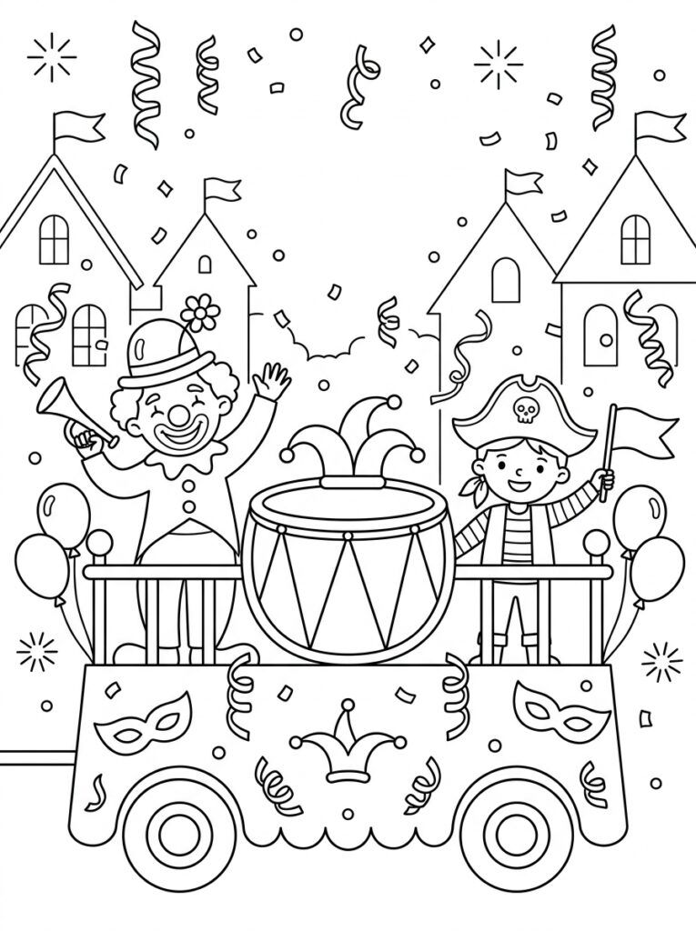 Carnaval Kleurplaten (Gratis PDF Printables) 17 - gratis kleurplaat om te printen
