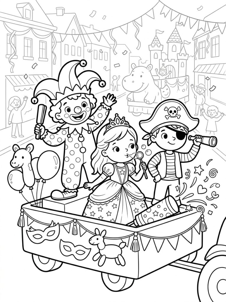 Carnaval Kleurplaten (Gratis PDF Printables) 18 - gratis kleurplaat om te printen