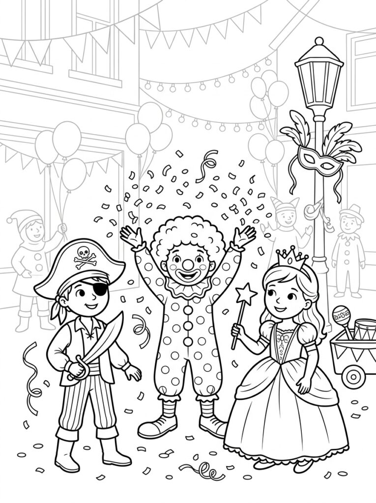 Carnaval Kleurplaten (Gratis PDF Printables) 19 - gratis kleurplaat om te printen