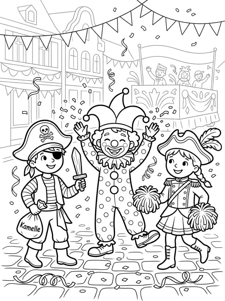 Carnaval Kleurplaten (Gratis PDF Printables) 20 - gratis kleurplaat om te printen
