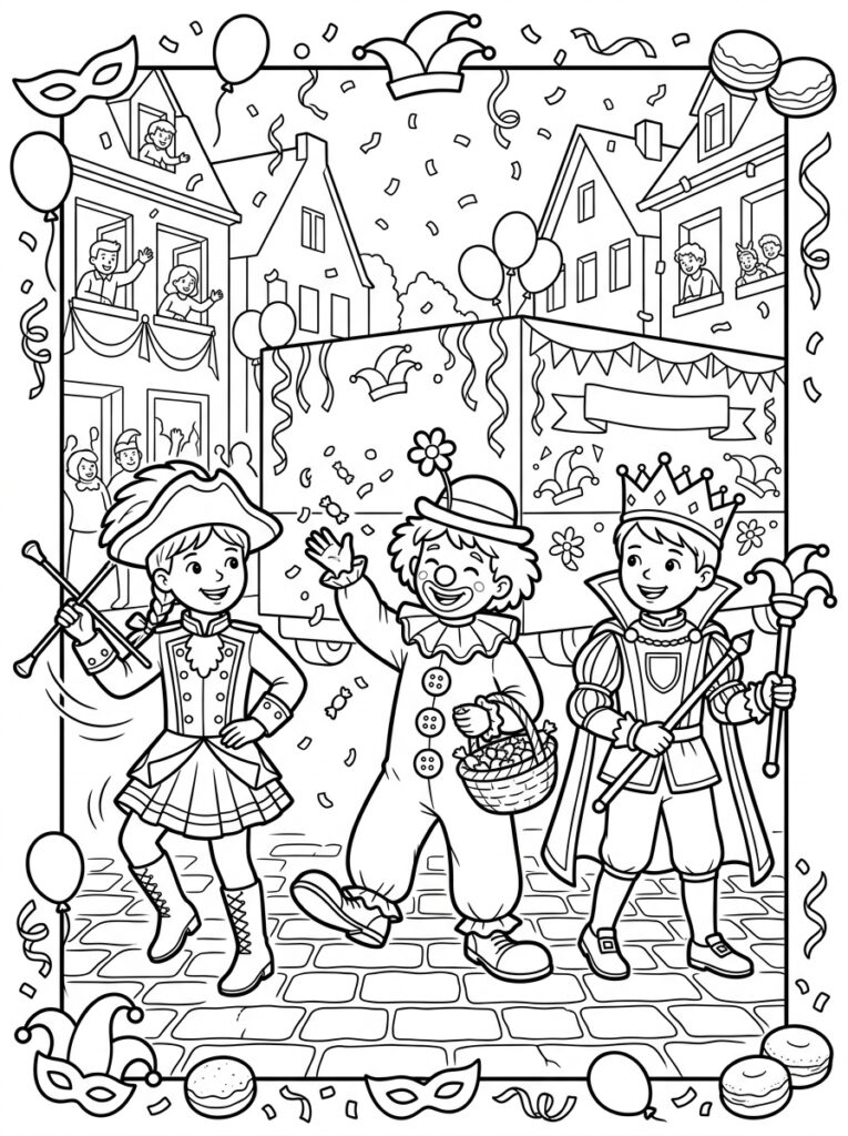 Carnaval Kleurplaten (Gratis PDF Printables) 21 - gratis kleurplaat om te printen