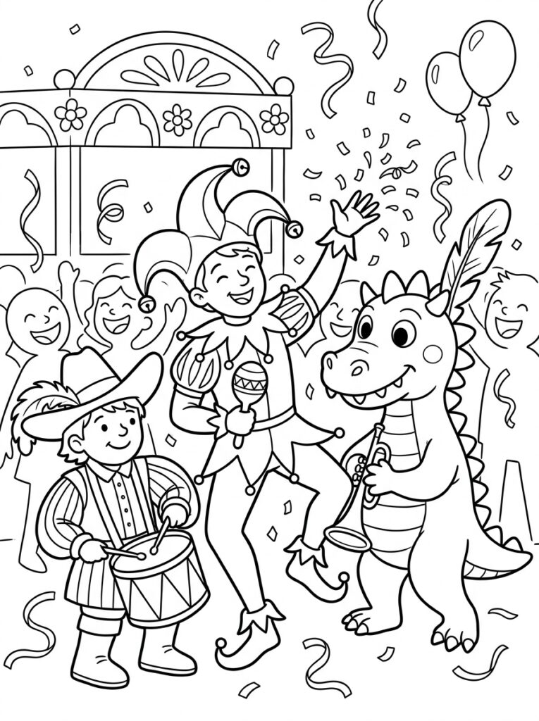 Carnaval Kleurplaten (Gratis PDF Printables) 22 - gratis kleurplaat om te printen