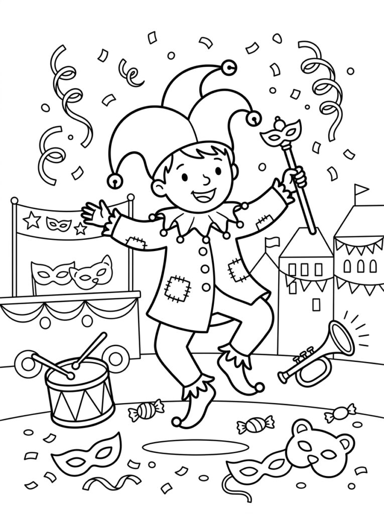 Carnaval Kleurplaten (Gratis PDF Printables) 23 - gratis kleurplaat om te printen