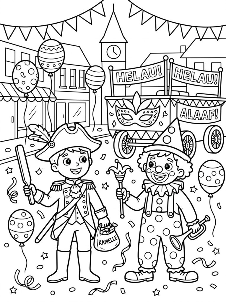 Carnaval Kleurplaten (Gratis PDF Printables) 24 - gratis kleurplaat om te printen