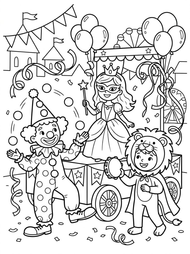 Carnaval Kleurplaten (Gratis PDF Printables) 25 - gratis kleurplaat om te printen