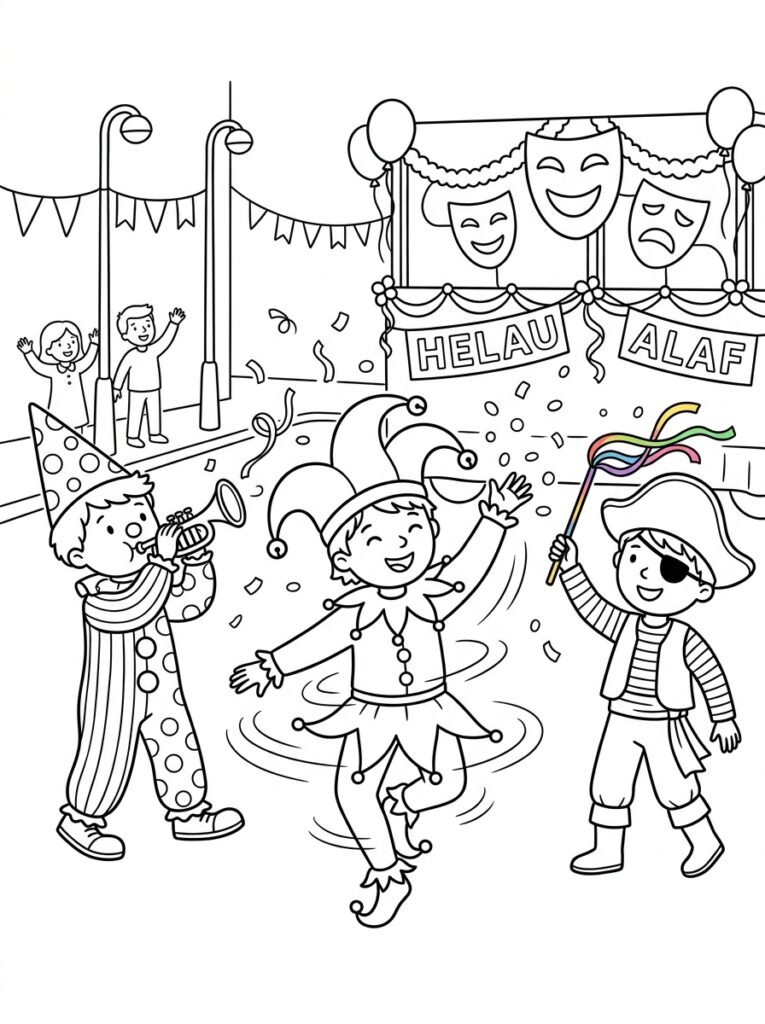 Carnaval Kleurplaten (Gratis PDF Printables) 26 - gratis kleurplaat om te printen
