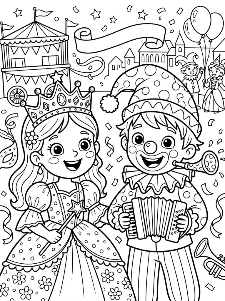 Carnaval Kleurplaten (Gratis PDF Printables) 30 - gratis kleurplaat om te printen