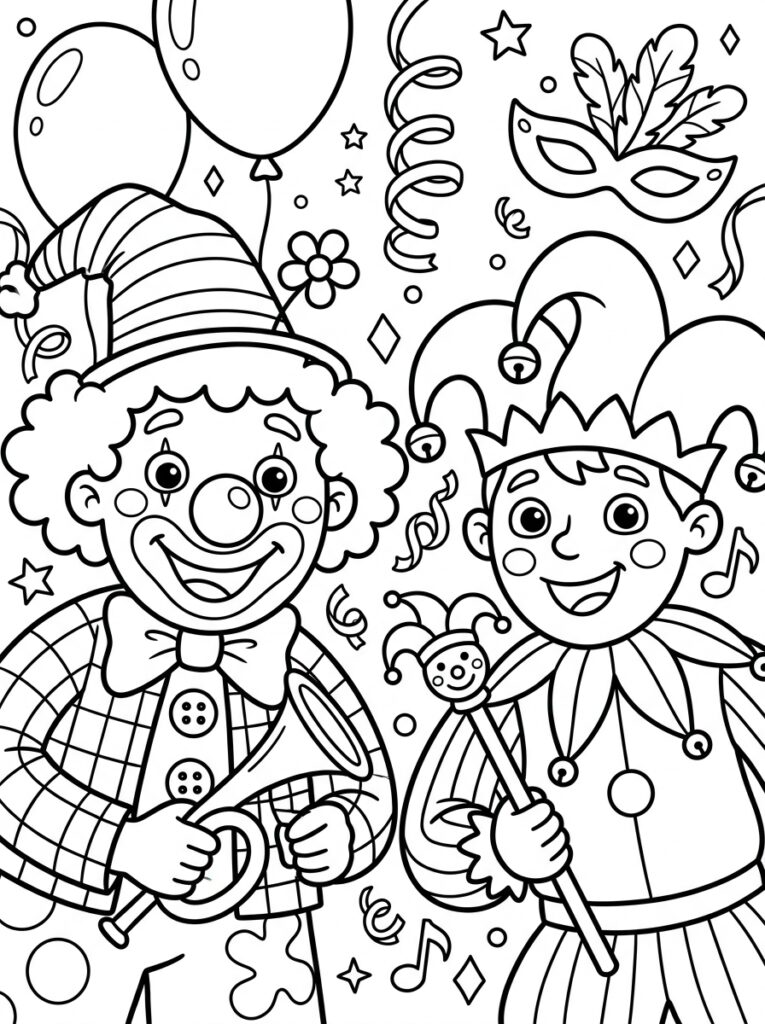 Carnaval Kleurplaten (Gratis PDF Printables) 33 - gratis kleurplaat om te printen