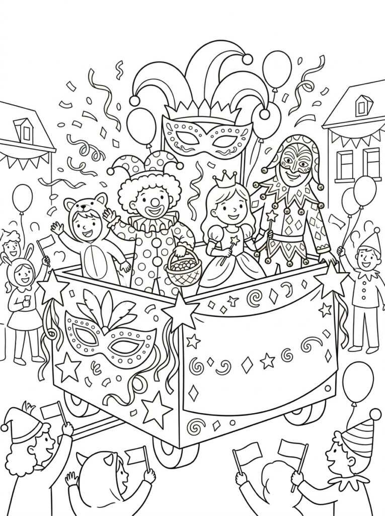 Carnaval Kleurplaten (Gratis PDF Printables) 34 - gratis kleurplaat om te printen