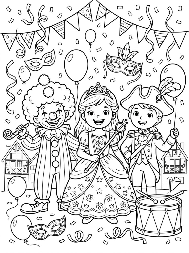 Carnaval Kleurplaten (Gratis PDF Printables) 36 - gratis kleurplaat om te printen
