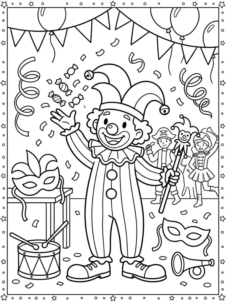 Carnaval Kleurplaten (Gratis PDF Printables) 37 - gratis kleurplaat om te printen