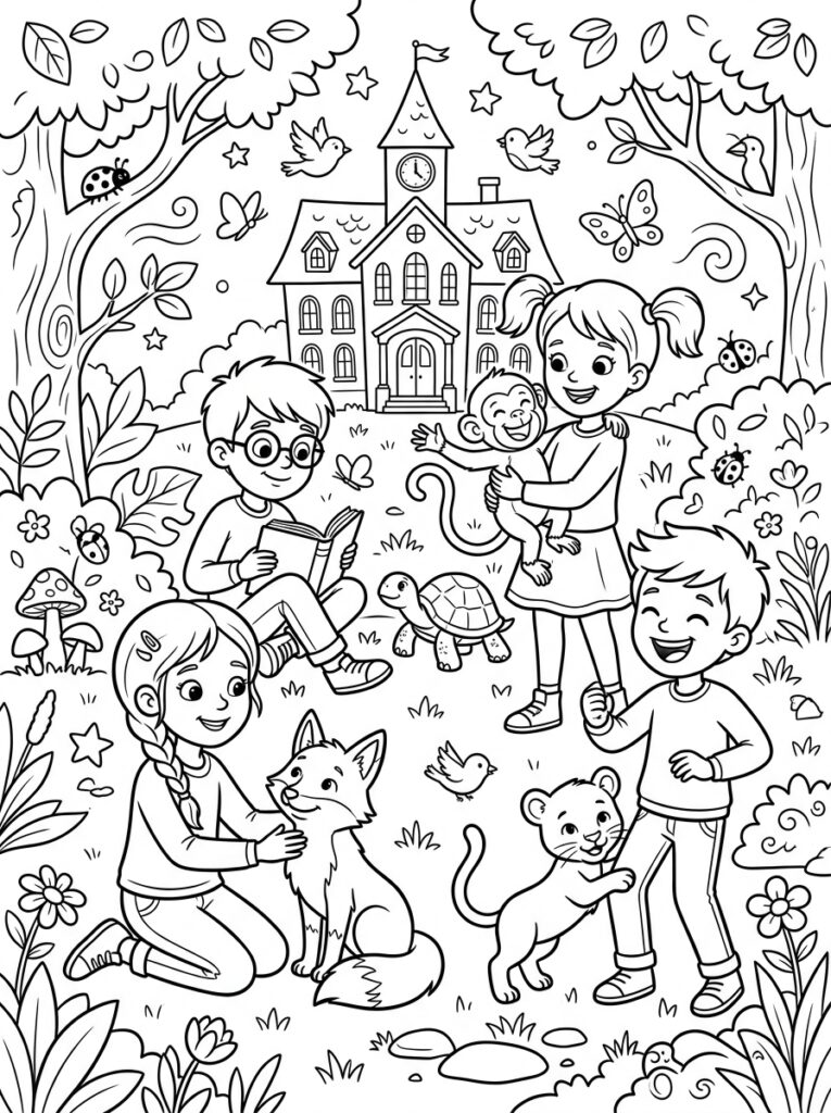 De school van de magische dieren Kleurplaten (Gratis PDF Printables) 04 - gratis kleurplaat om te printen