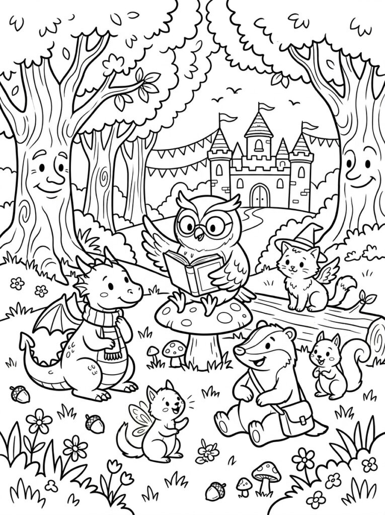 De school van de magische dieren Kleurplaten (Gratis PDF Printables) 06 - gratis kleurplaat om te printen