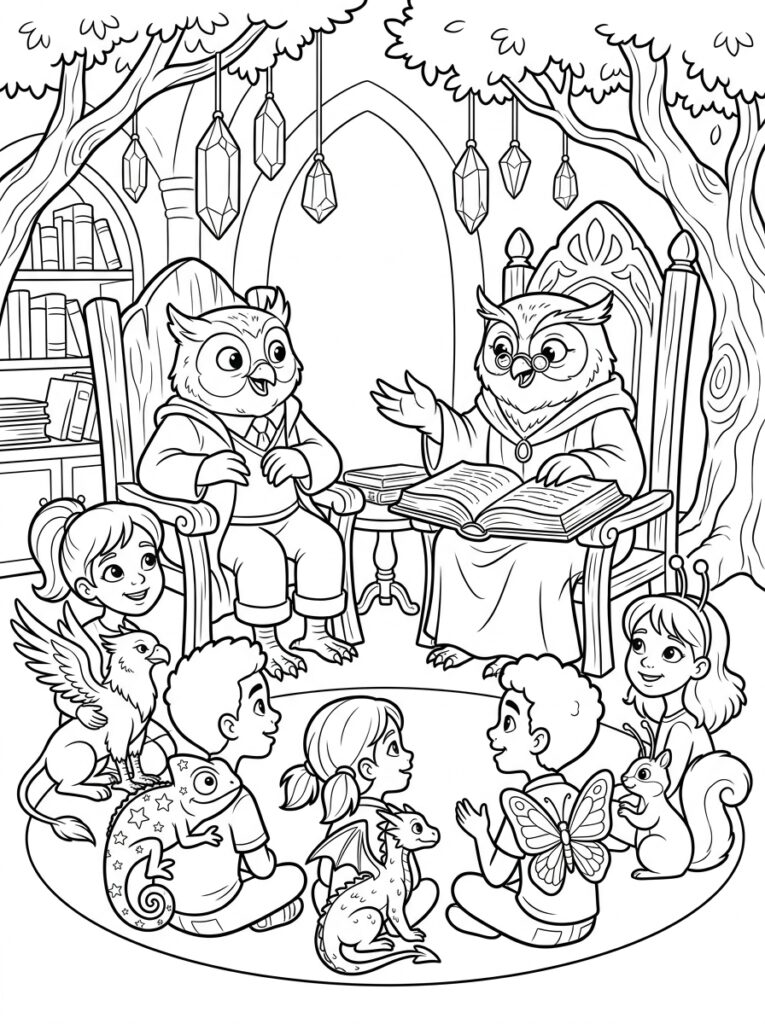 De school van de magische dieren Kleurplaten (Gratis PDF Printables) 08 - gratis kleurplaat om te printen