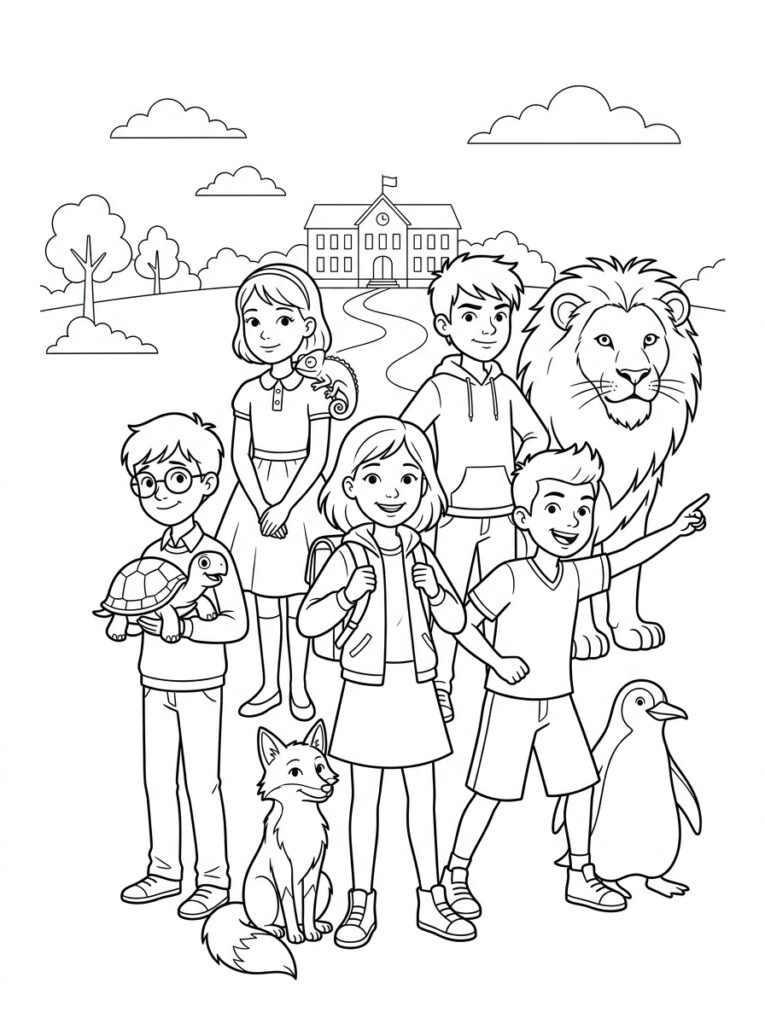De school van de magische dieren Kleurplaten (Gratis PDF Printables) 13 - gratis kleurplaat om te printen