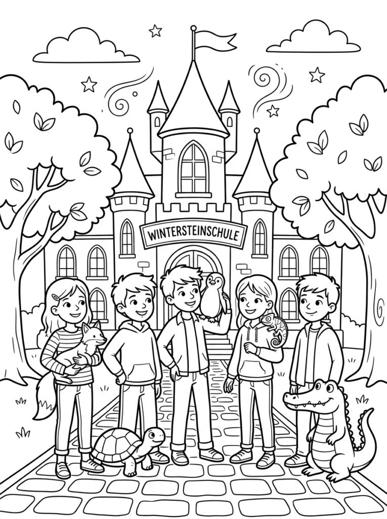 De school van de magische dieren Kleurplaten (Gratis PDF Printables) 14 - gratis kleurplaat om te printen