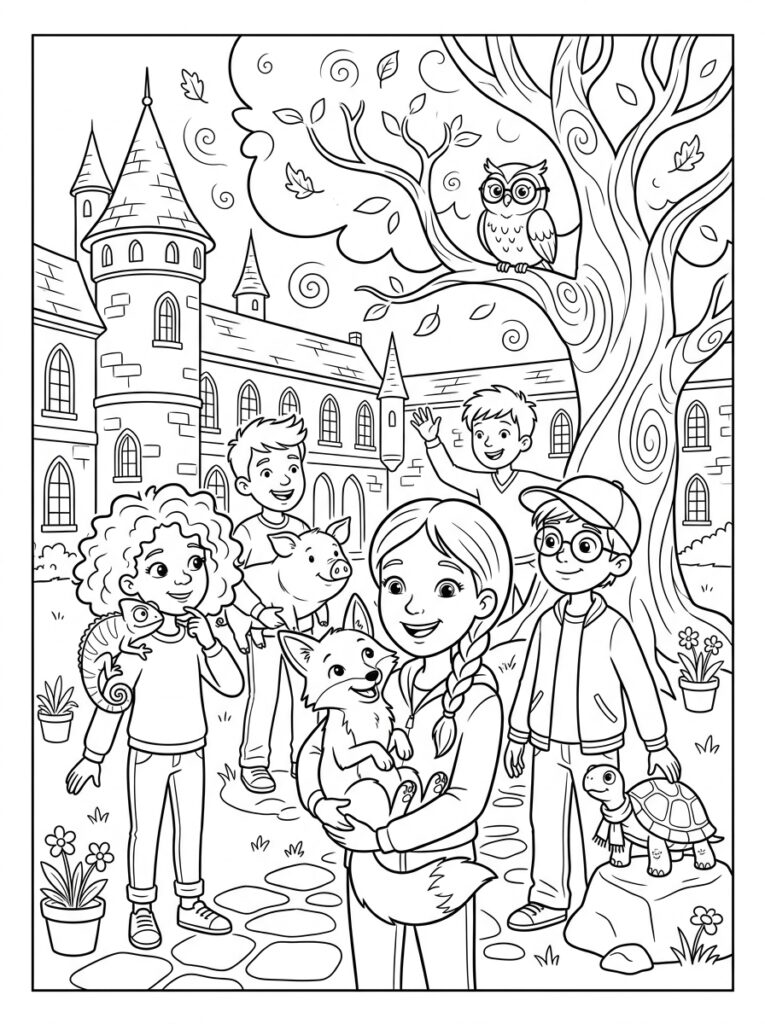 De school van de magische dieren Kleurplaten (Gratis PDF Printables) 15 - gratis kleurplaat om te printen