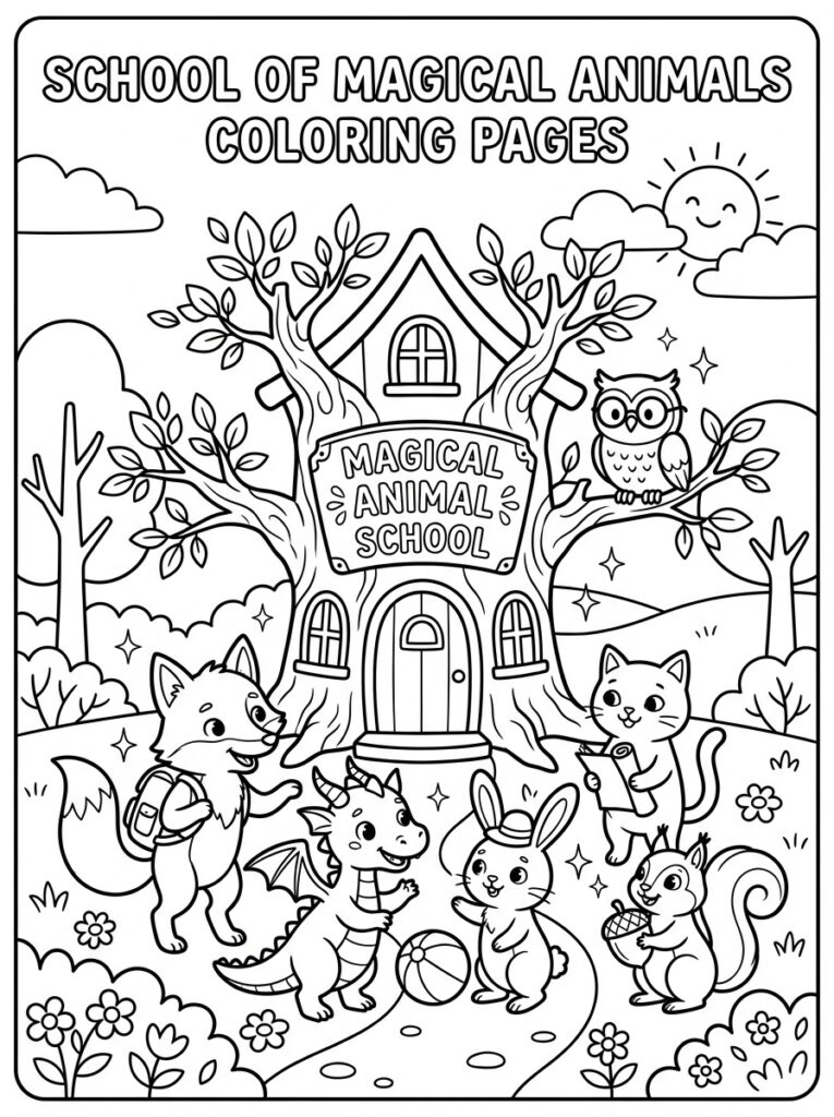 De school van de magische dieren Kleurplaten (Gratis PDF Printables) 19 - gratis kleurplaat om te printen
