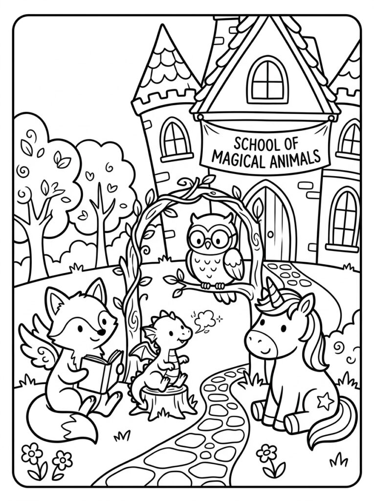 De school van de magische dieren Kleurplaten (Gratis PDF Printables) 20 - gratis kleurplaat om te printen