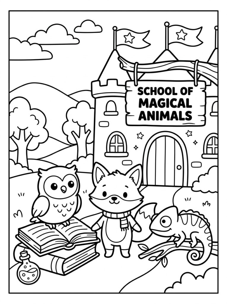 De school van de magische dieren Kleurplaten (Gratis PDF Printables) 21 - gratis kleurplaat om te printen