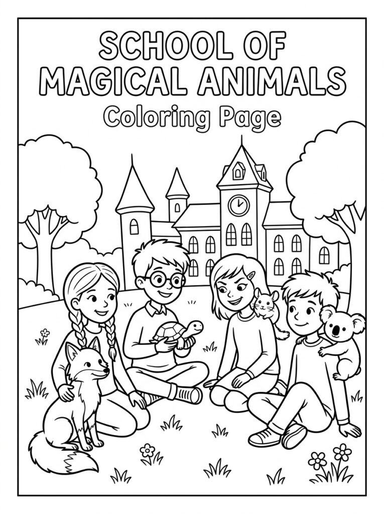 De school van de magische dieren Kleurplaten (Gratis PDF Printables) 22 - gratis kleurplaat om te printen