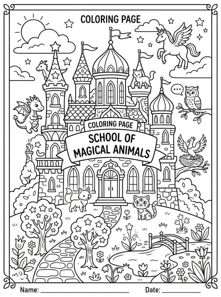 De school van de magische dieren Kleurplaten (Gratis PDF Printables) 28 - gratis kleurplaat om te printen