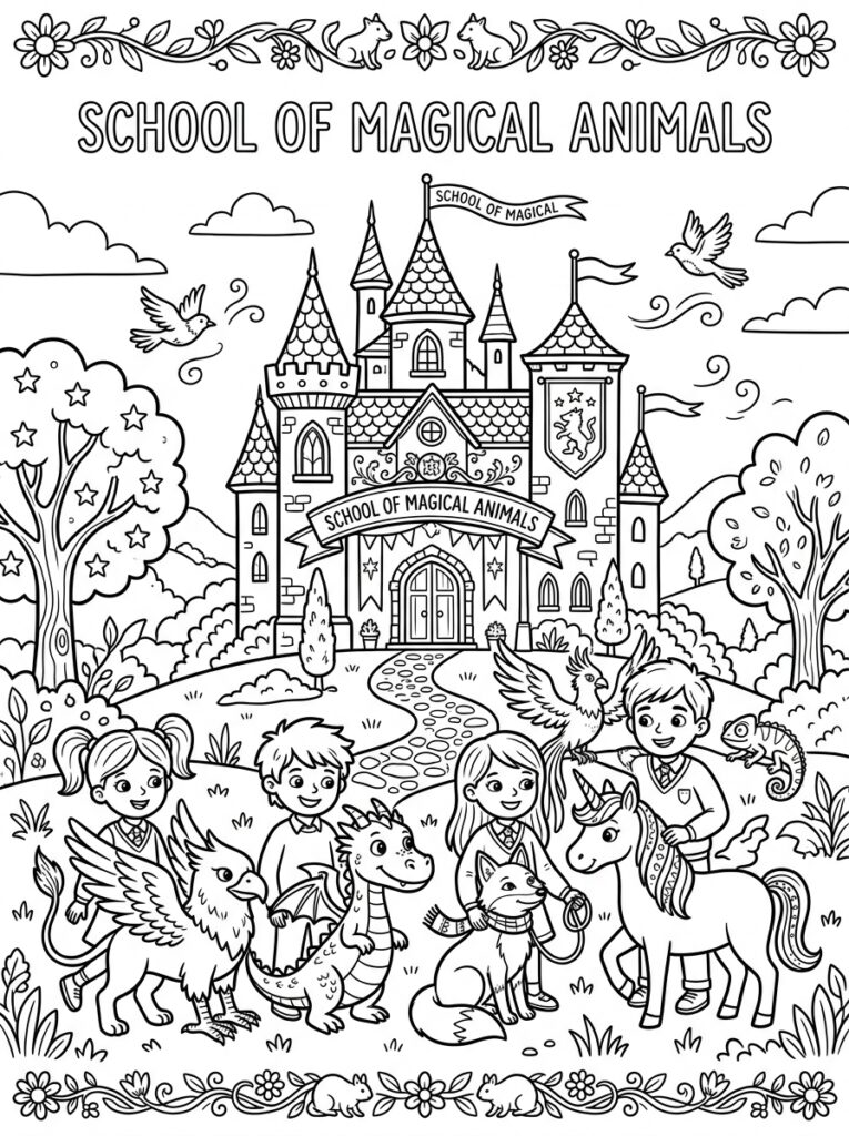 De school van de magische dieren Kleurplaten (Gratis PDF Printables) 29 - gratis kleurplaat om te printen