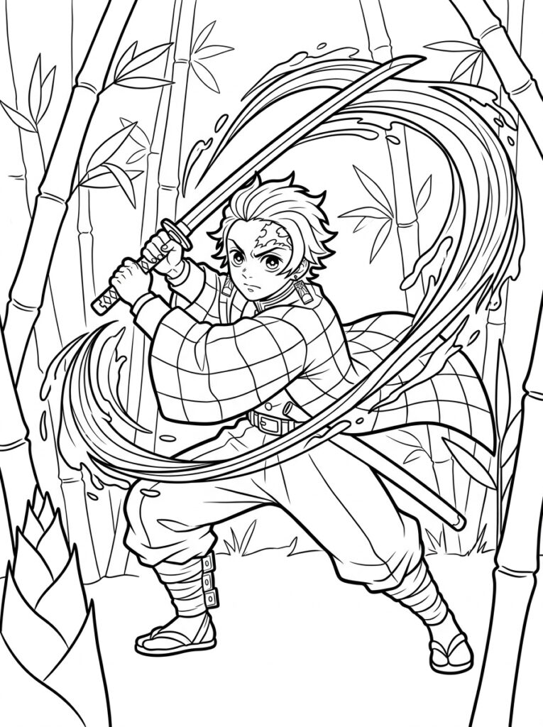 Demon Slayer Kleurplaten (Gratis PDF Printables) 02 - gratis kleurplaat om te printen