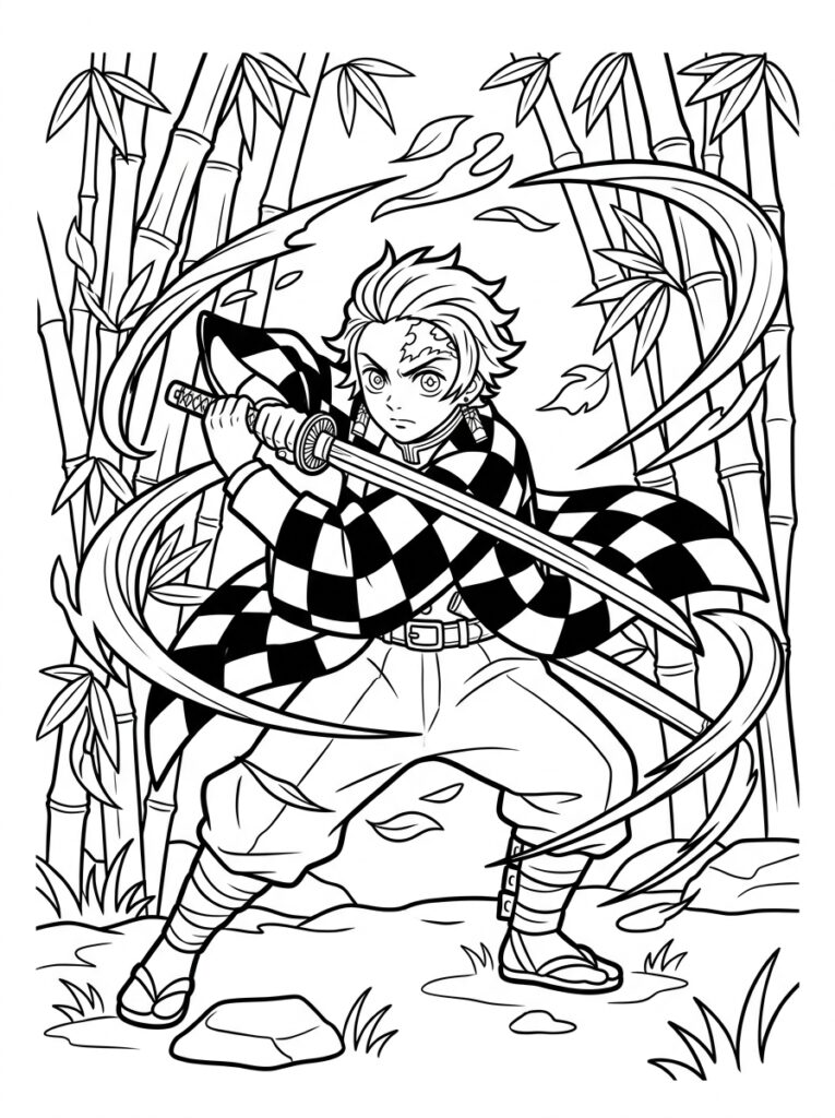 Demon Slayer Kleurplaten (Gratis PDF Printables) 06 - gratis kleurplaat om te printen
