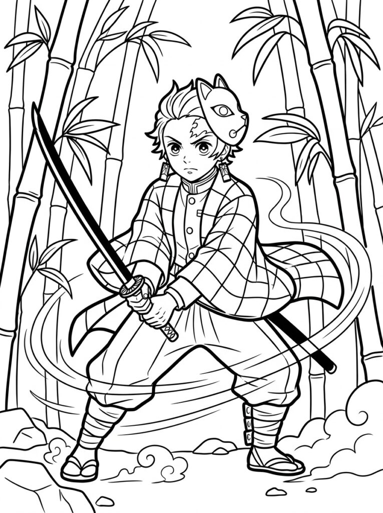 Demon Slayer Kleurplaten (Gratis PDF Printables) 07 - gratis kleurplaat om te printen