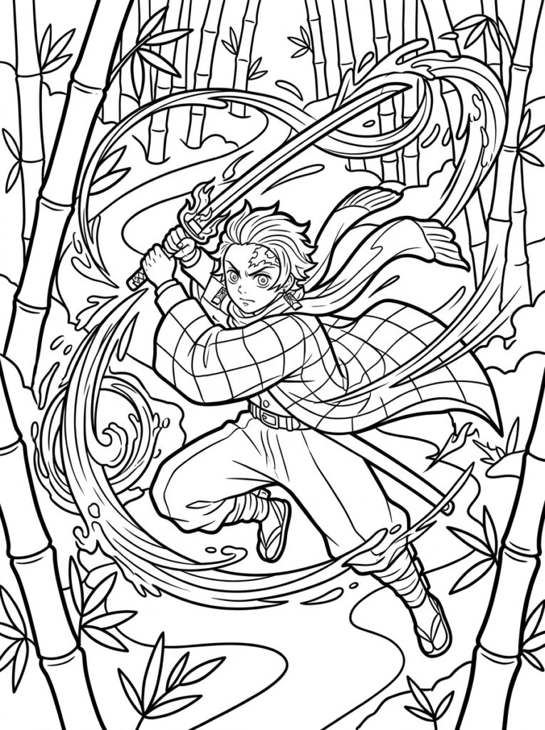 Demon Slayer Kleurplaten (Gratis PDF Printables) 08 - gratis kleurplaat om te printen