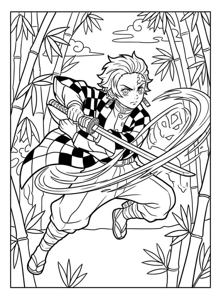 Demon Slayer Kleurplaten (Gratis PDF Printables) 10 - gratis kleurplaat om te printen
