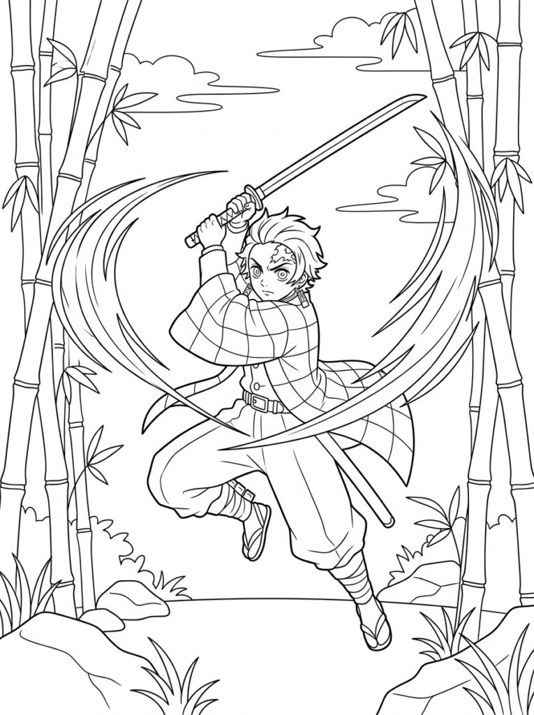 Demon Slayer Kleurplaten (Gratis PDF Printables) 17 - gratis kleurplaat om te printen