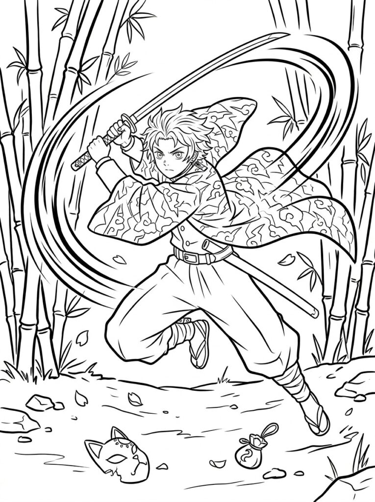 Demon Slayer Kleurplaten (Gratis PDF Printables) 23 - gratis kleurplaat om te printen