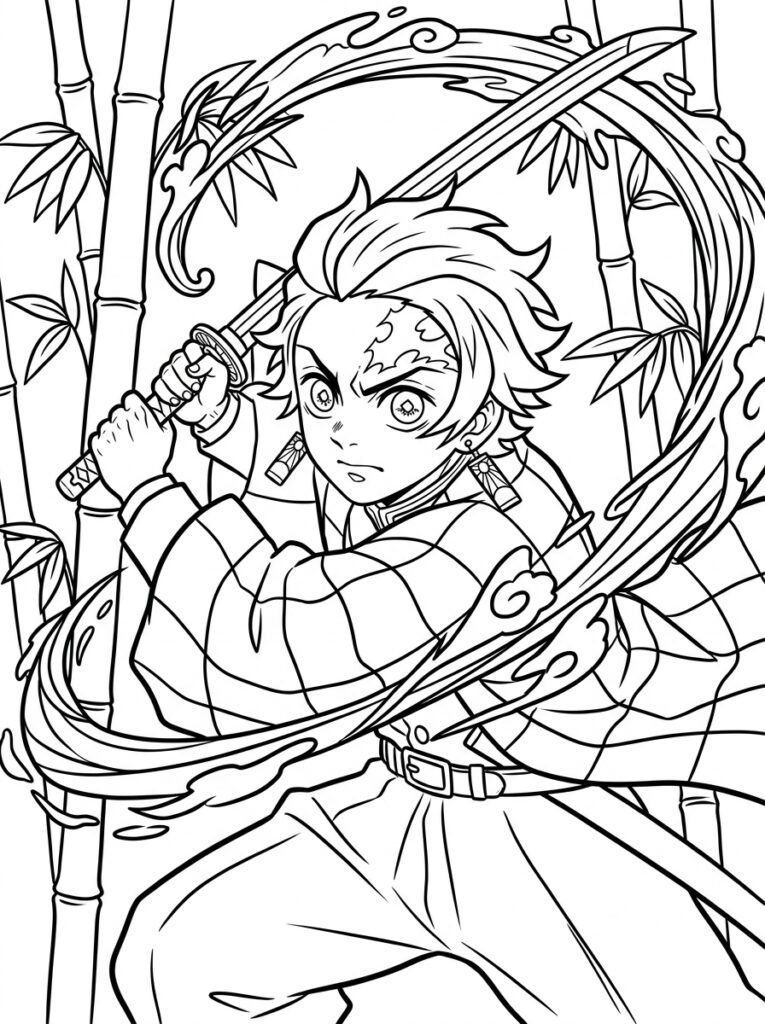 Demon Slayer Kleurplaten (Gratis PDF Printables) 29 - gratis kleurplaat om te printen