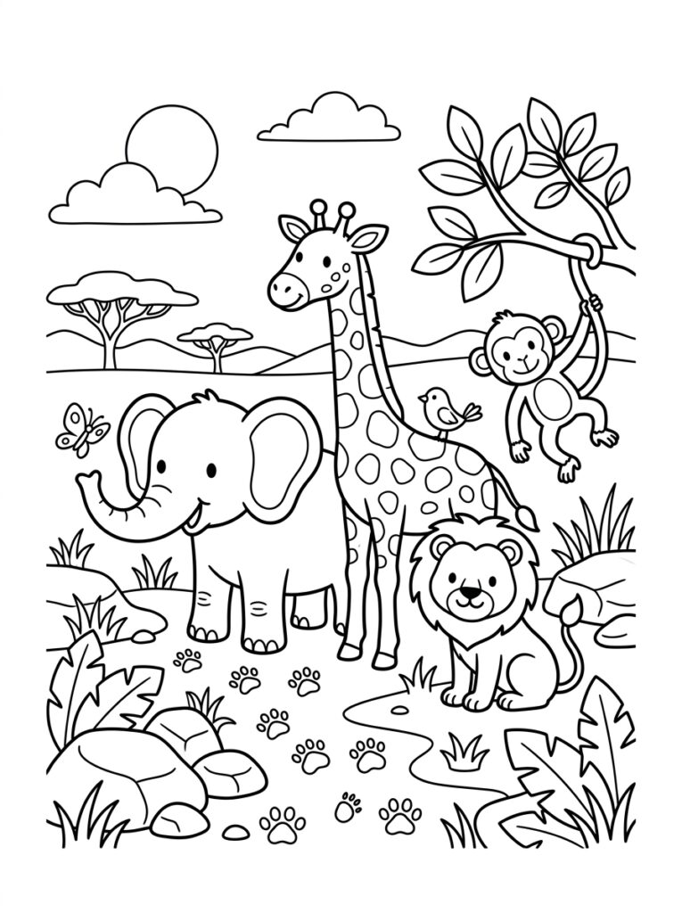 Dieren voor kinderen Kleurplaten (Gratis PDF Printables) 02 - gratis kleurplaat om te printen